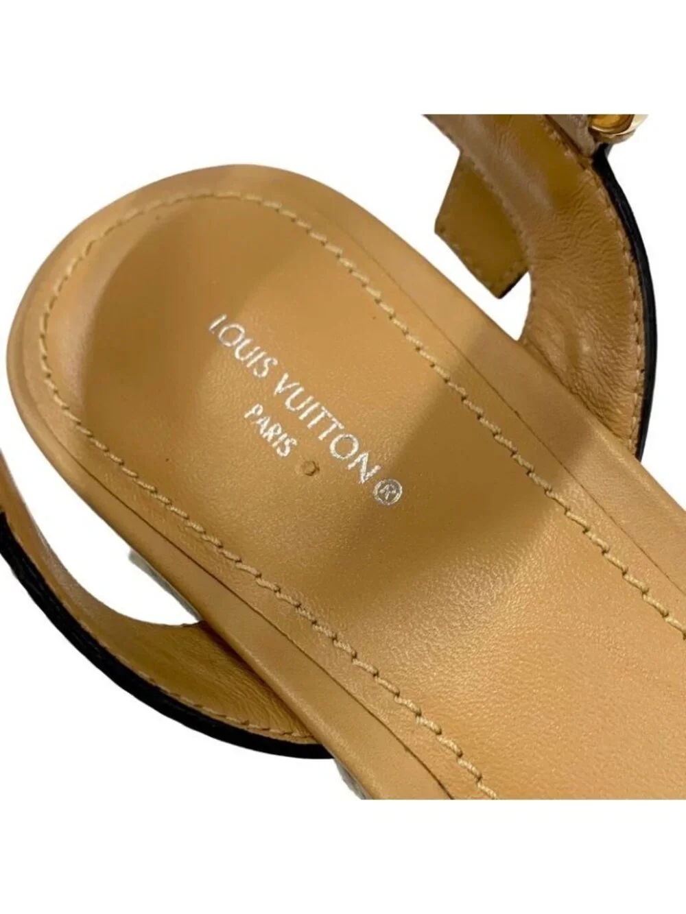 Louis Vuitton Starboard Line Sandals Shoes Leather Camel Monogram - Picture 7 of 9